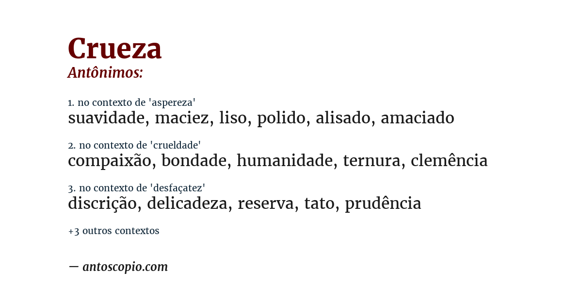 Antônimo de crueza