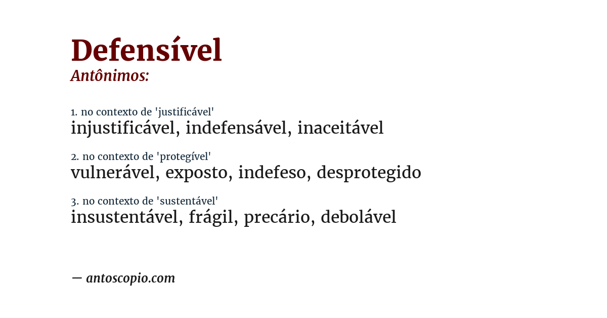 Antônimo de defensível