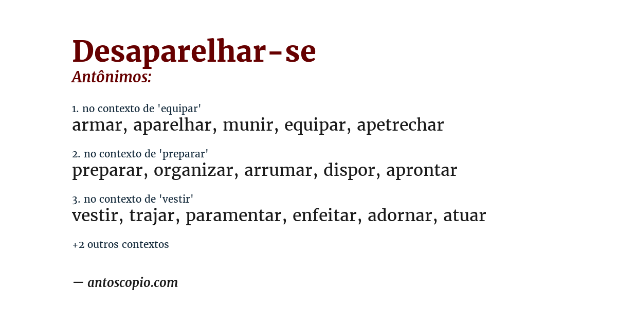 Antônimo de desaparelhar-se