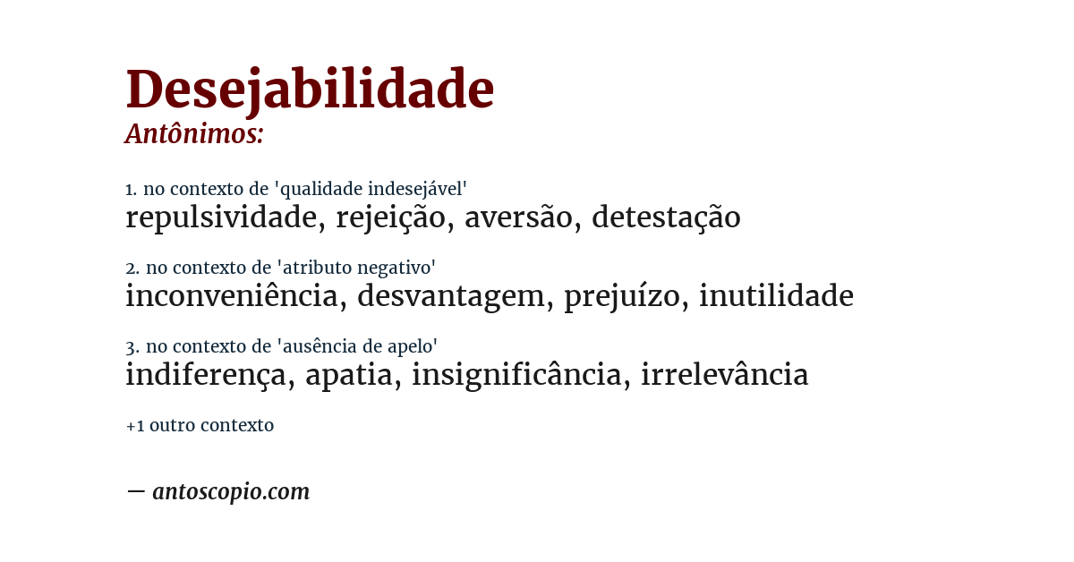 Antônimo de desejabilidade