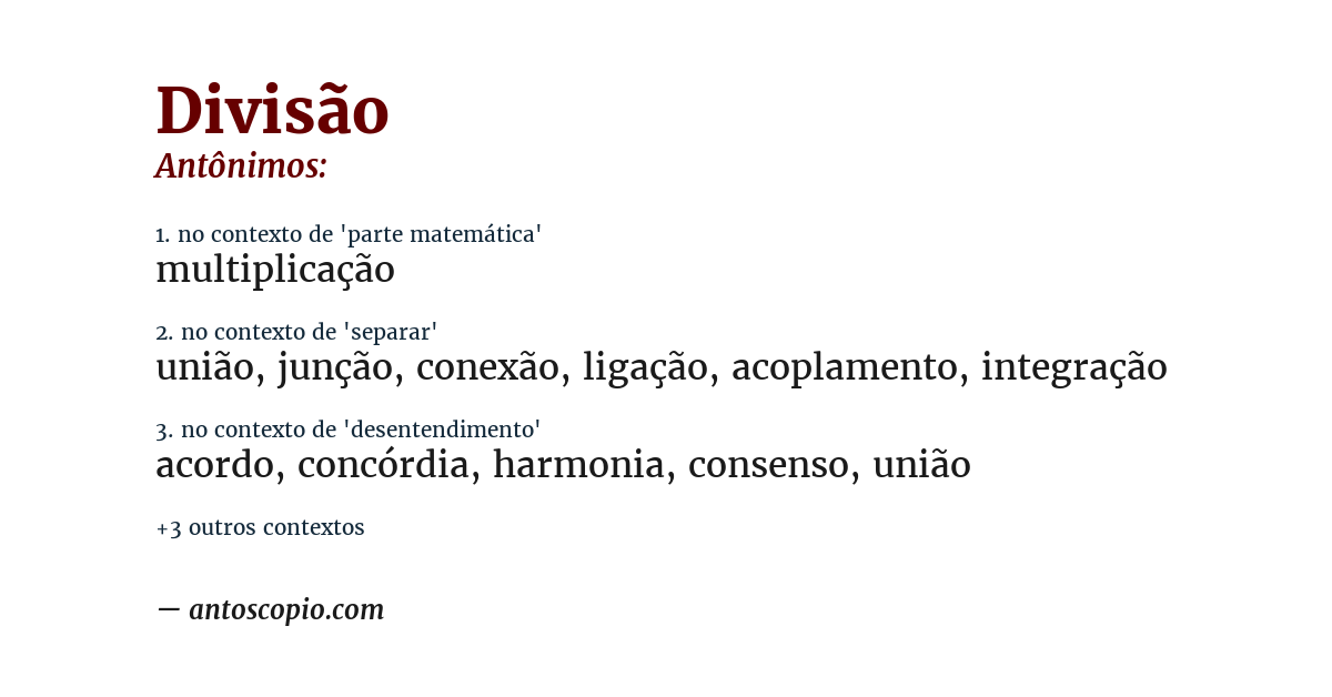 Antônimo de divisão
