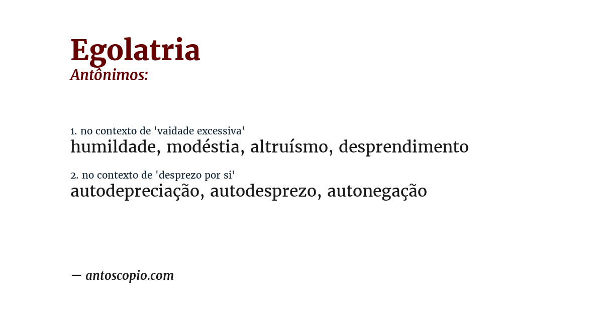 Antônimo de egolatria