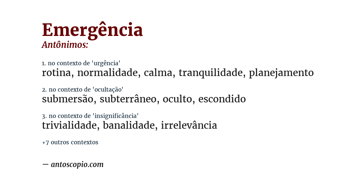 Antônimo de emergência