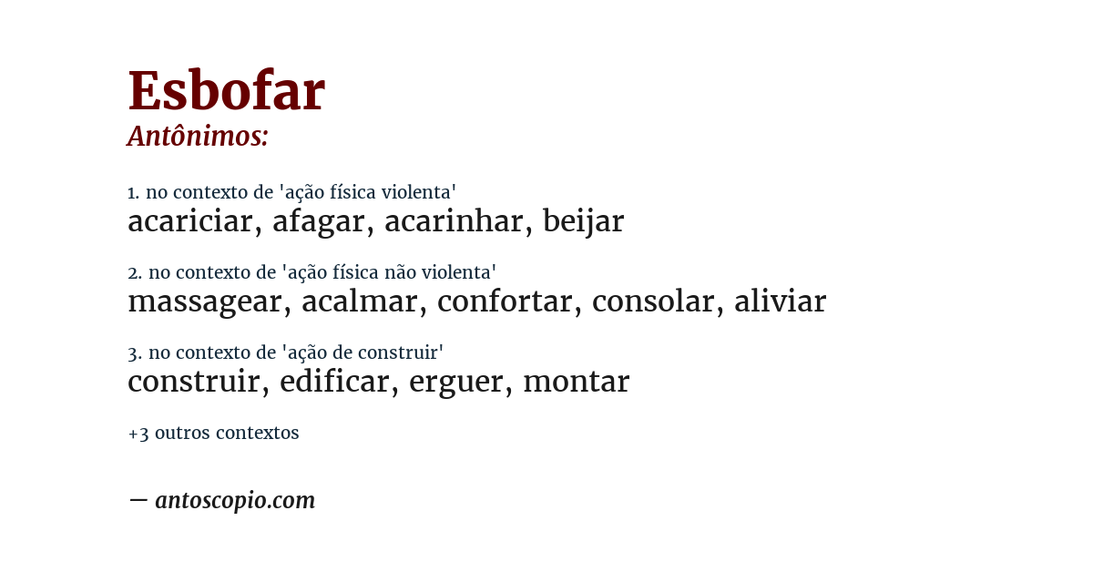 Antônimo de esbofar