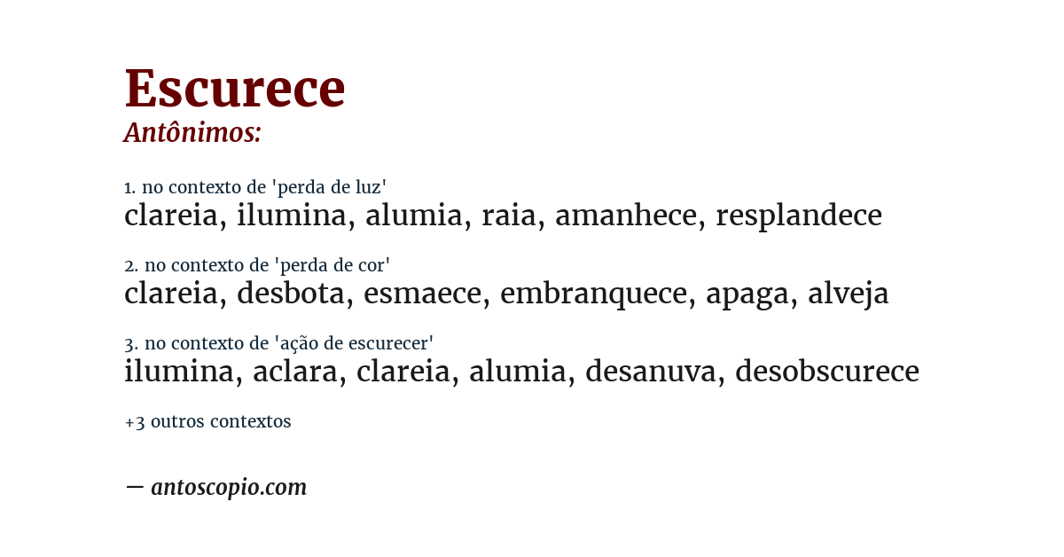 Antônimo de escurece