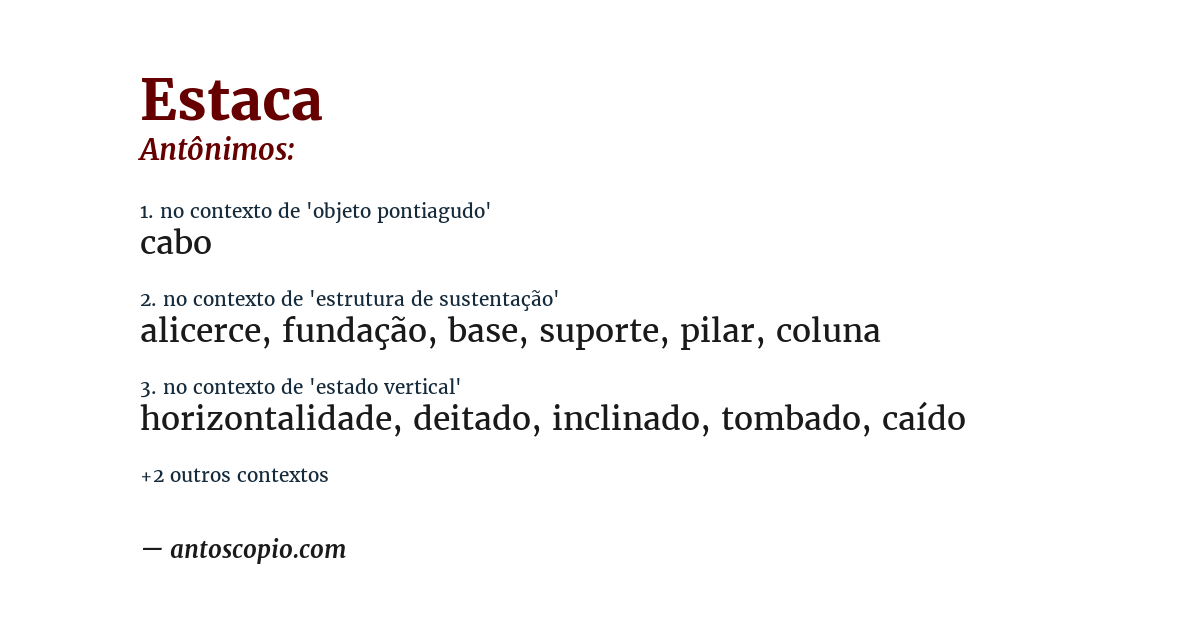 Antônimo de estaca
