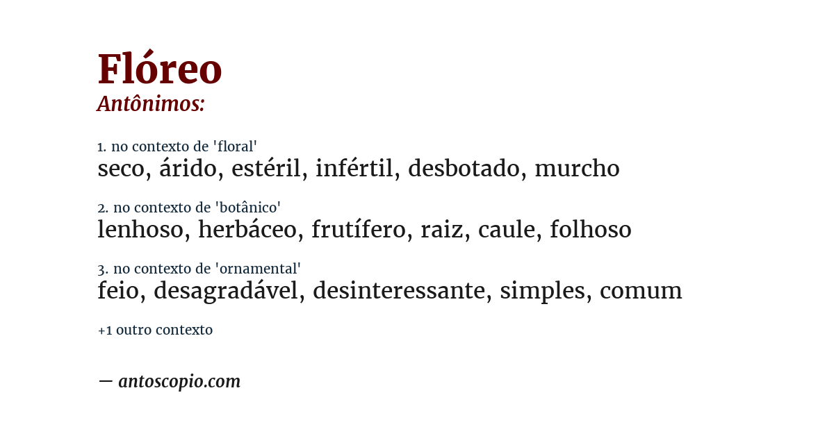 Antônimo de flóreo