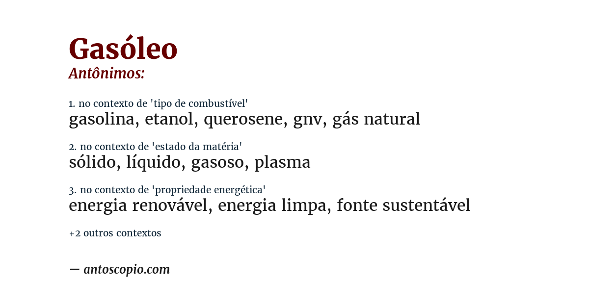 Antônimo de gasóleo
