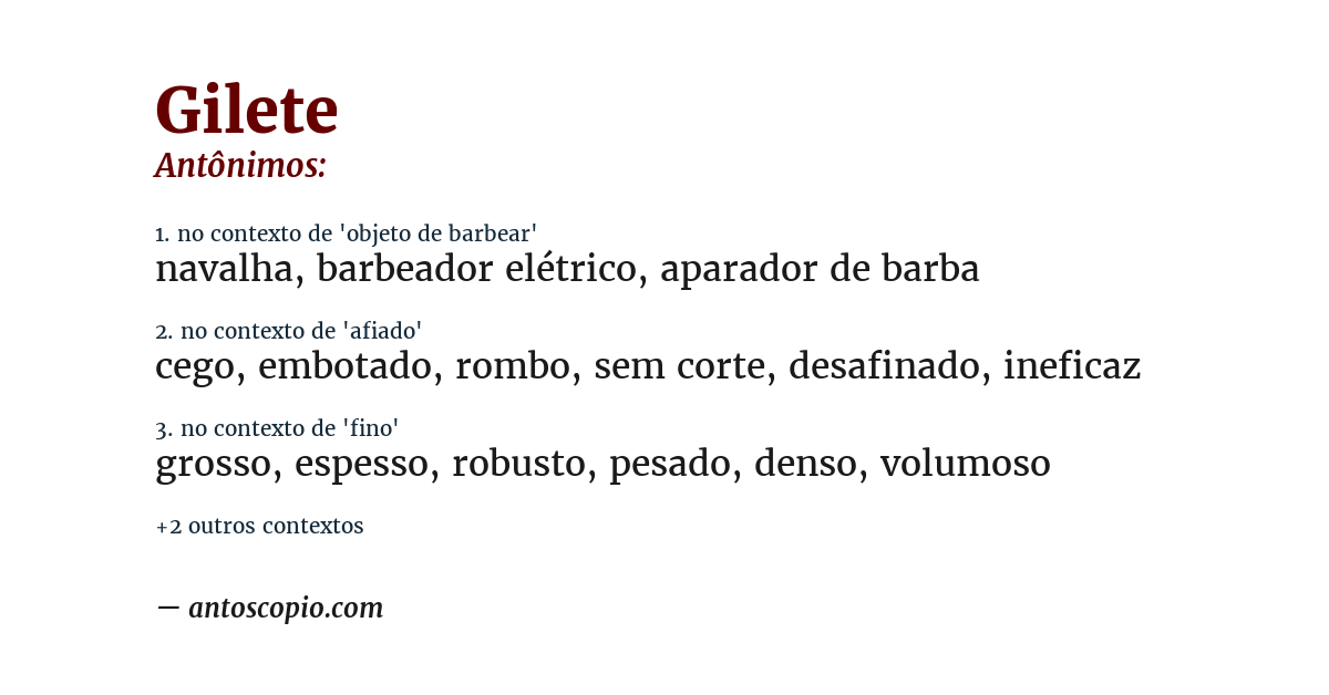 Antônimo de gilete