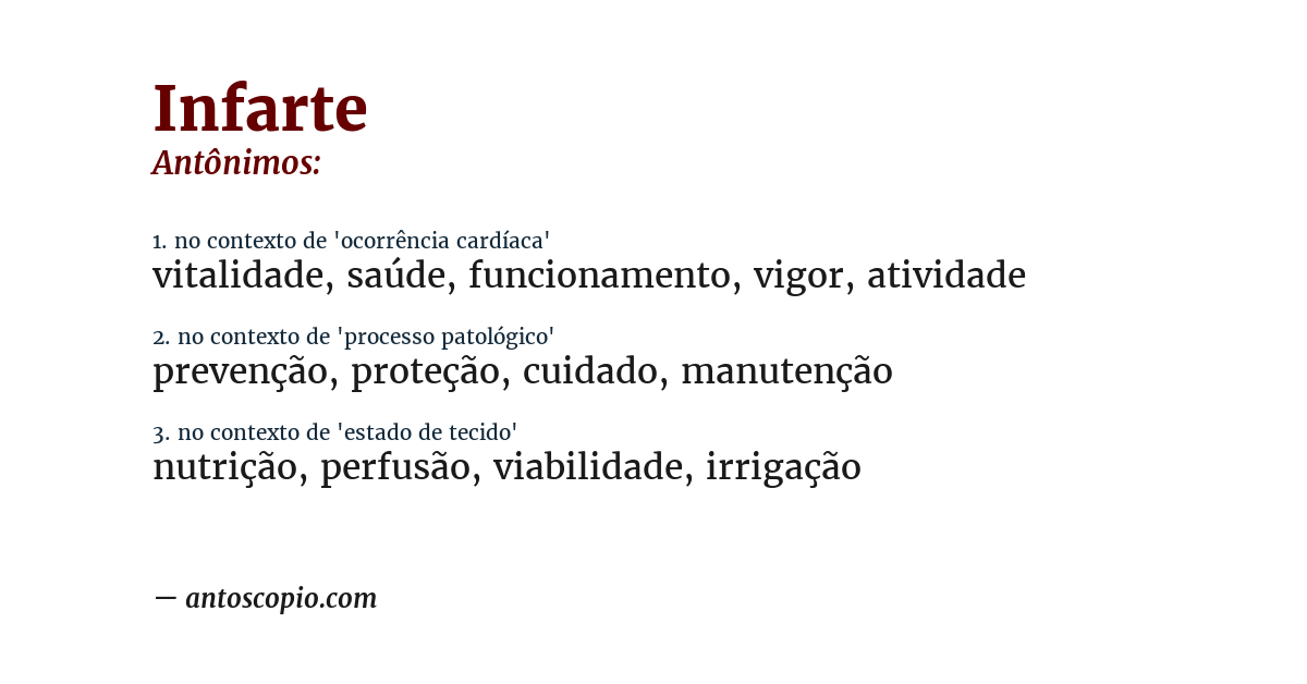 Antônimo de infarte