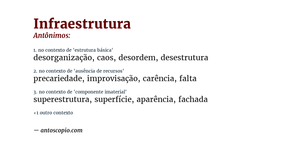 Antônimo de infraestrutura