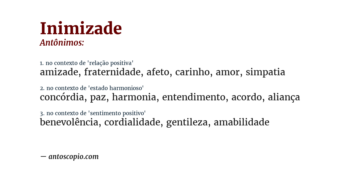 Antônimo de inimizade