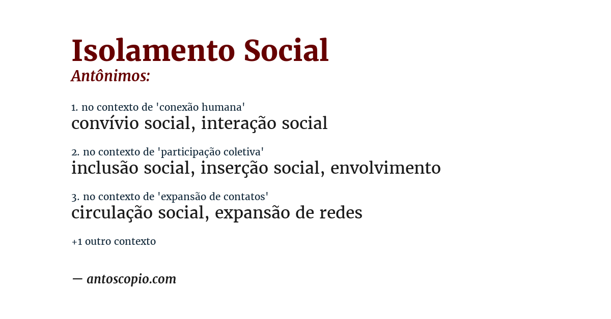 Antônimo de isolamento social