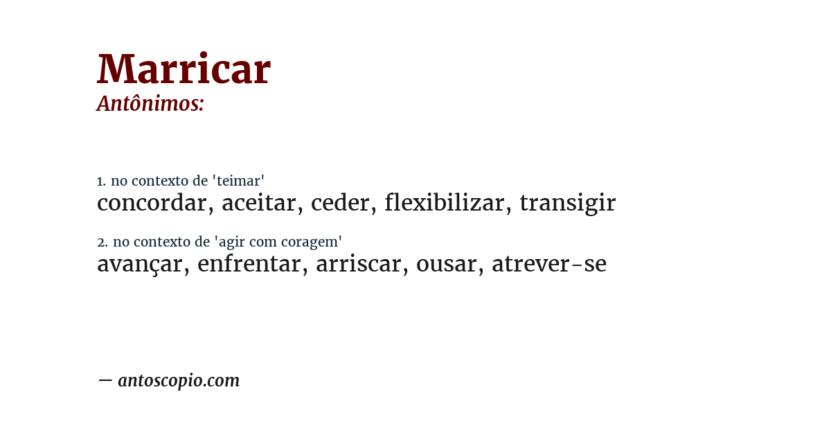 Antônimo de marricar