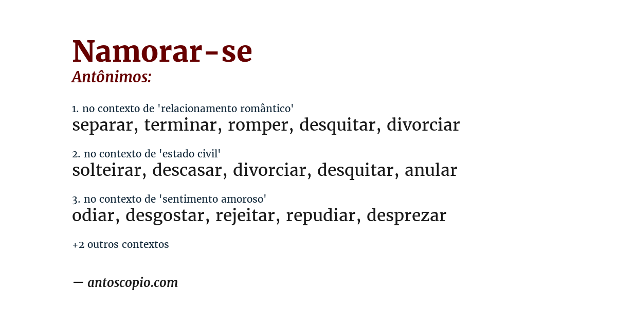 Antônimo de namorar-se