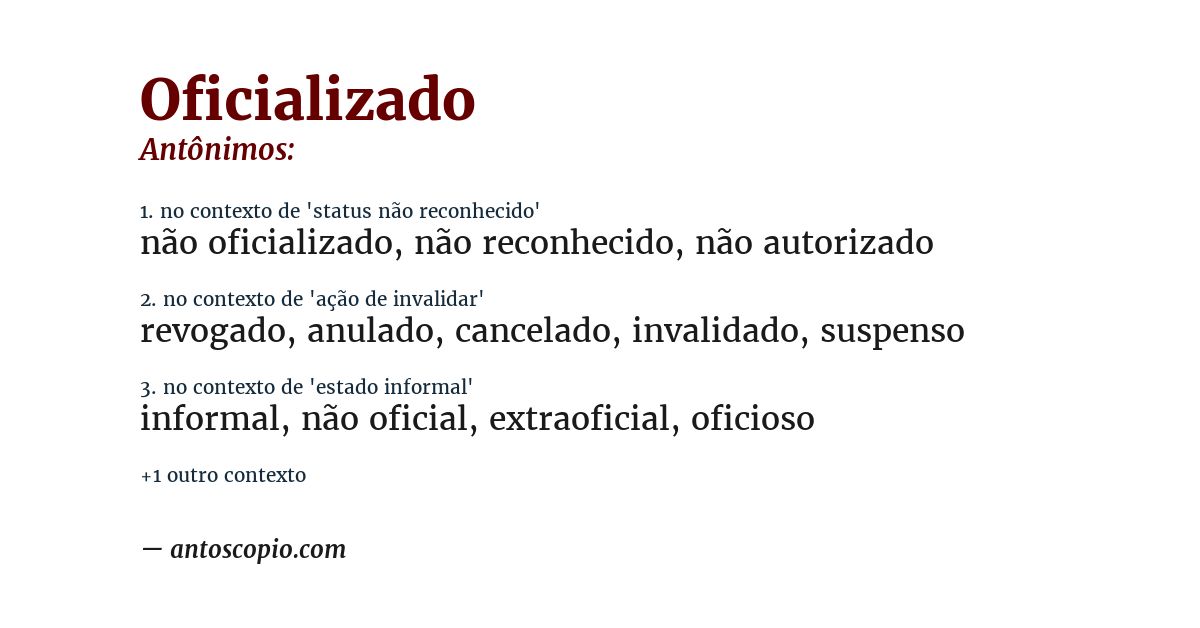 Antônimo de oficializado