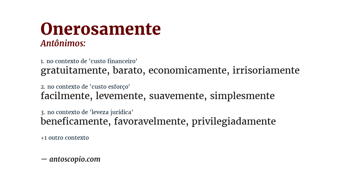 Antônimo de onerosamente