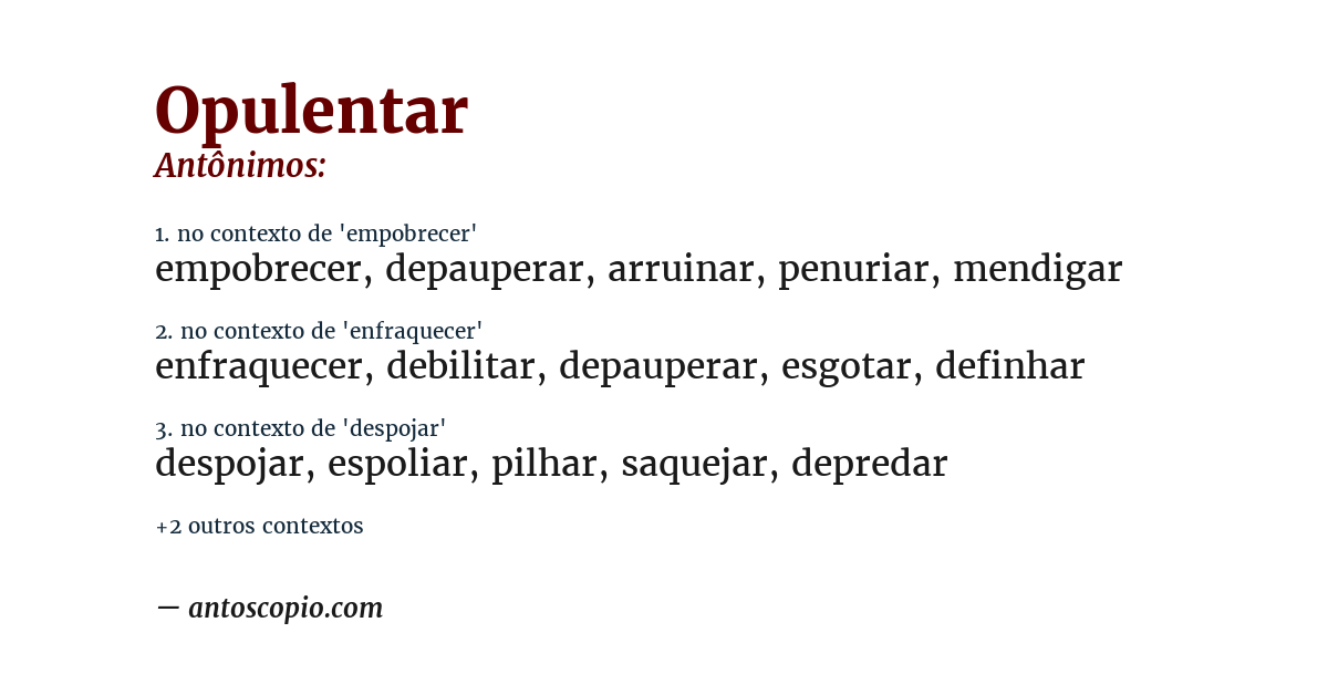 Antônimo de opulentar