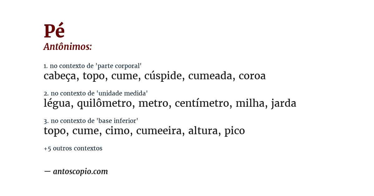 Antônimo de pé