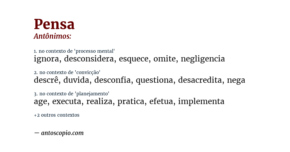Antônimo de pensa