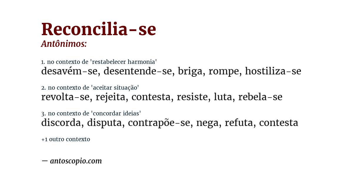 Antônimo de reconcilia-se