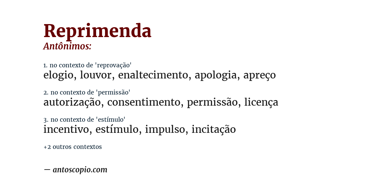 Antônimo de reprimenda