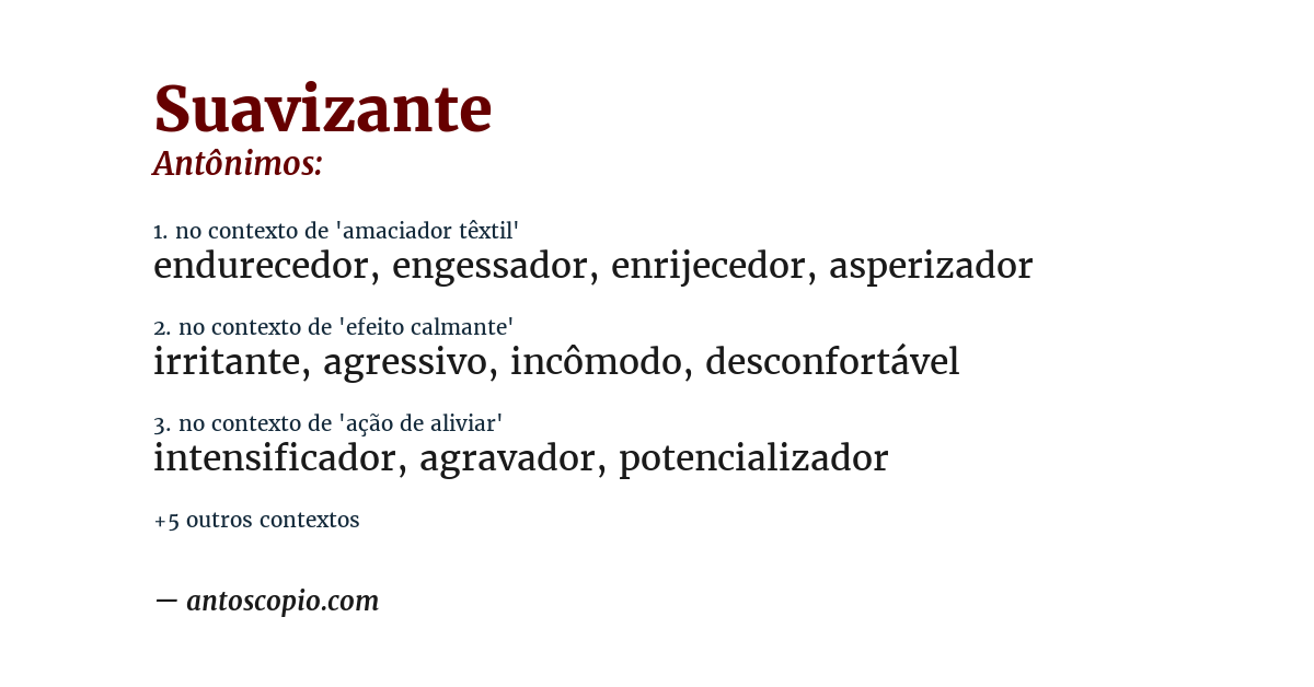 Antônimo de suavizante