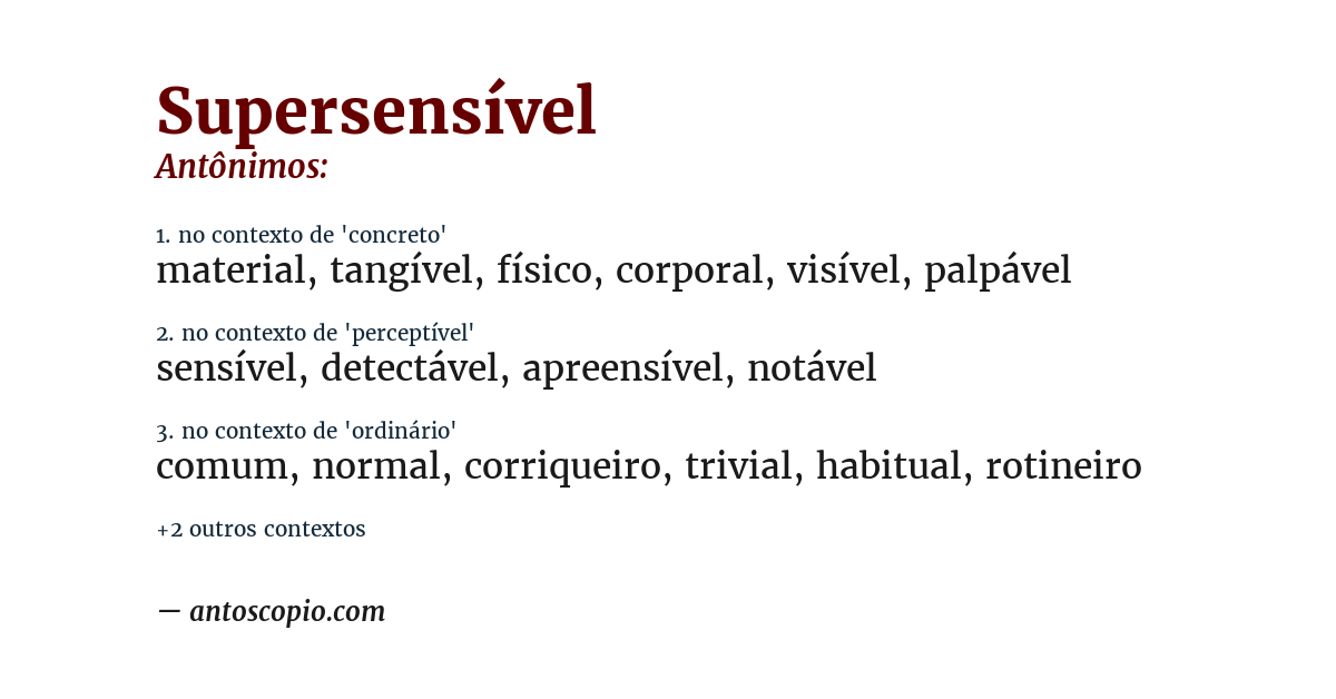 Antônimo de supersensível