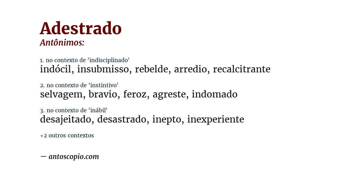 Antônimo de adestrado