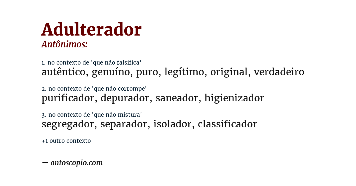 Antônimo de adulterador