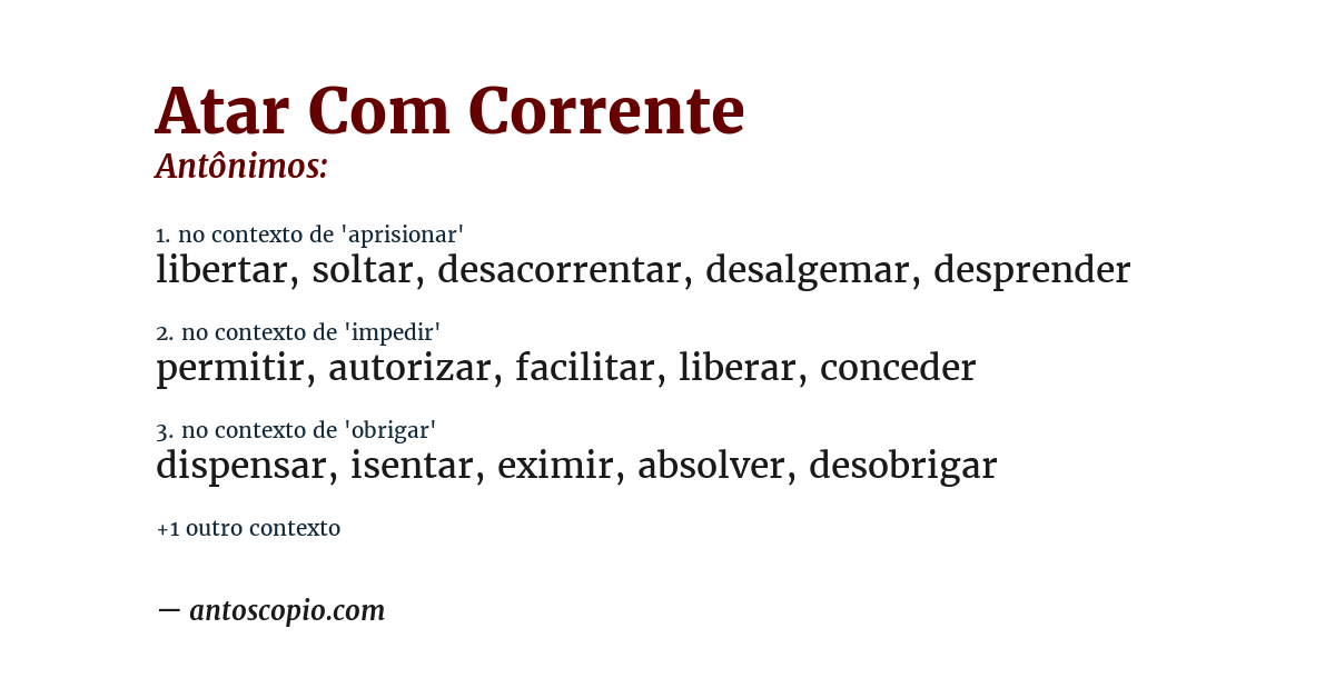 Antônimo de atar com corrente