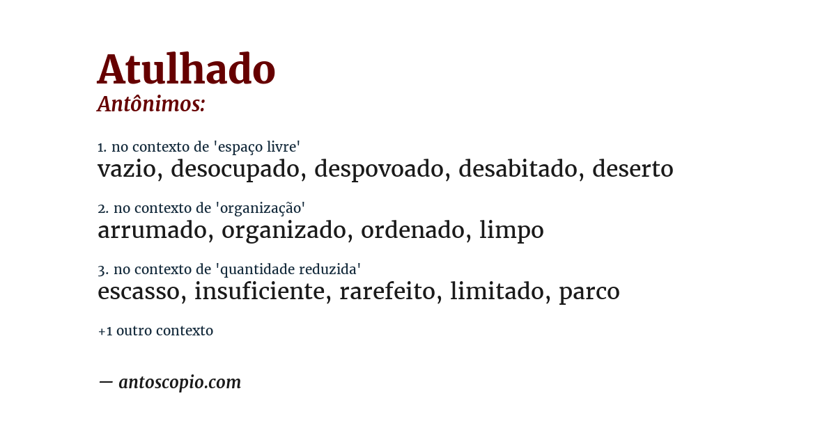 Antônimo de atulhado