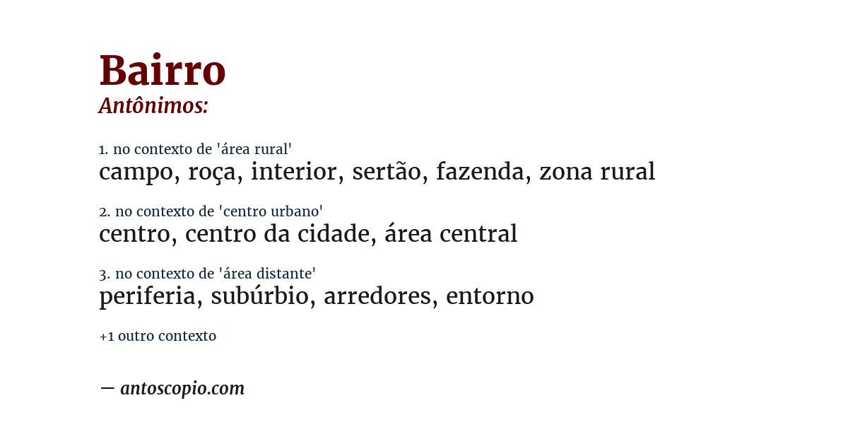 Antônimo de bairro