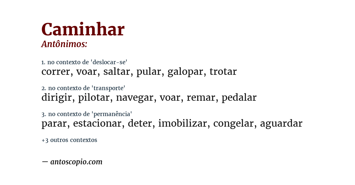 Antônimo de caminhar