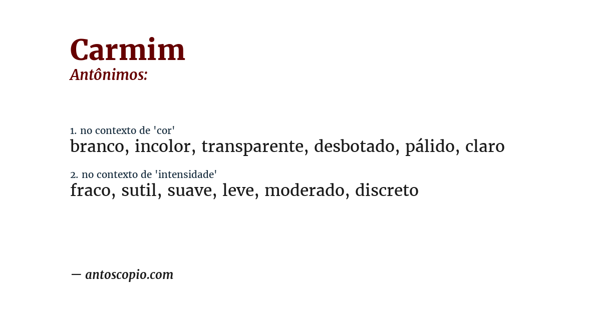 Antônimo de carmim