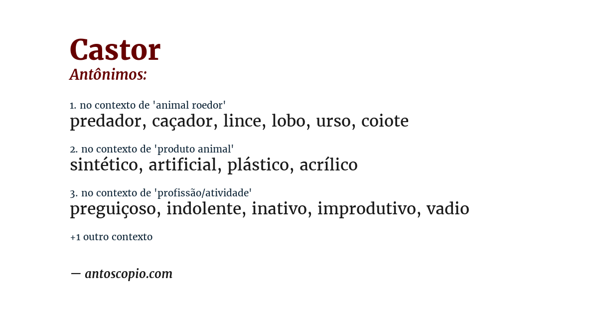 Antônimo de castor