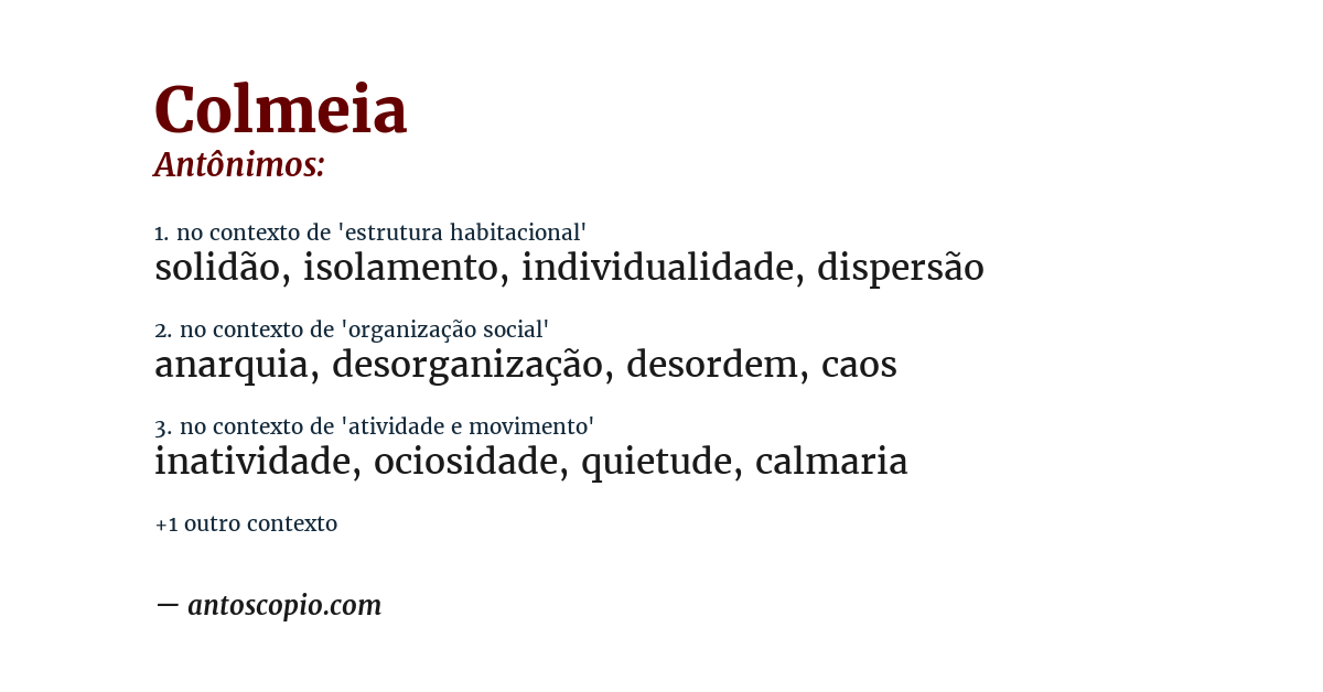 Antônimo de colmeia