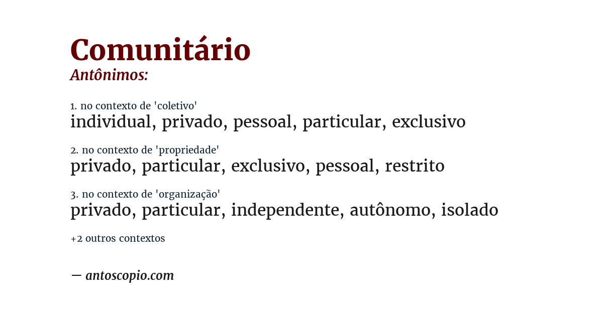 Antônimo de comunitário