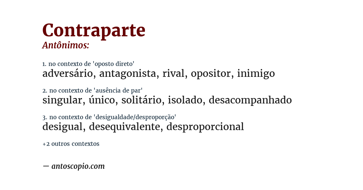 Antônimo de contraparte