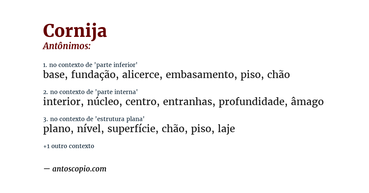 Antônimo de cornija