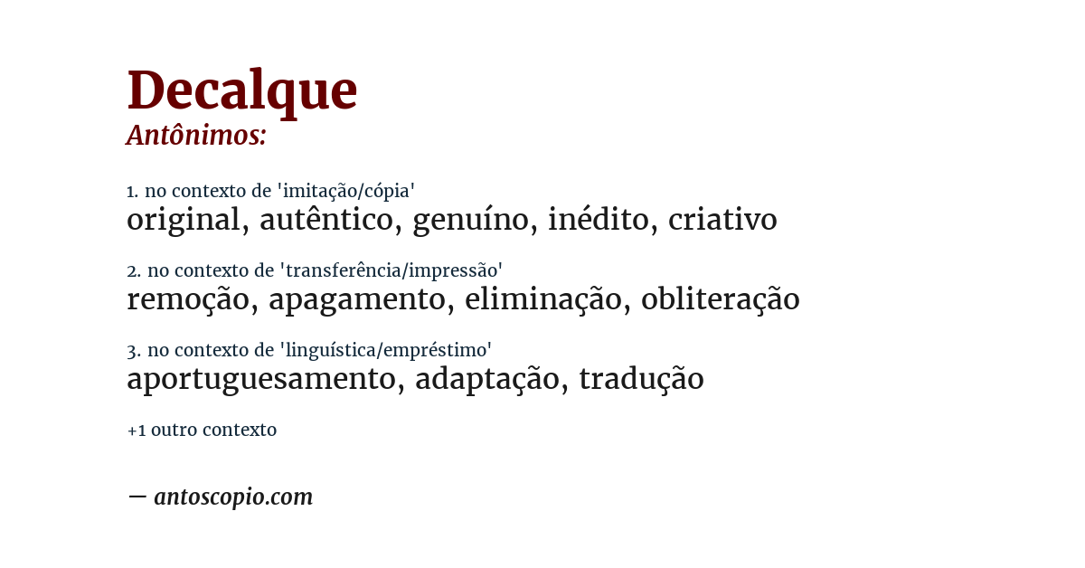 Antônimo de decalque