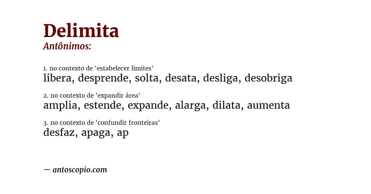 Antônimo de delimita