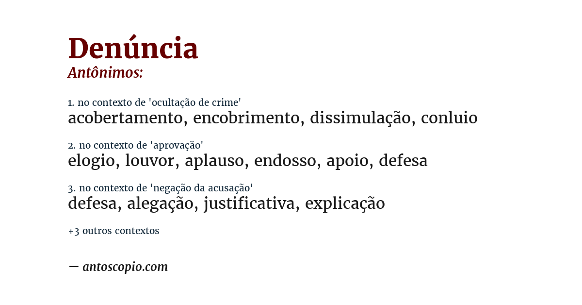 Antônimo de denúncia