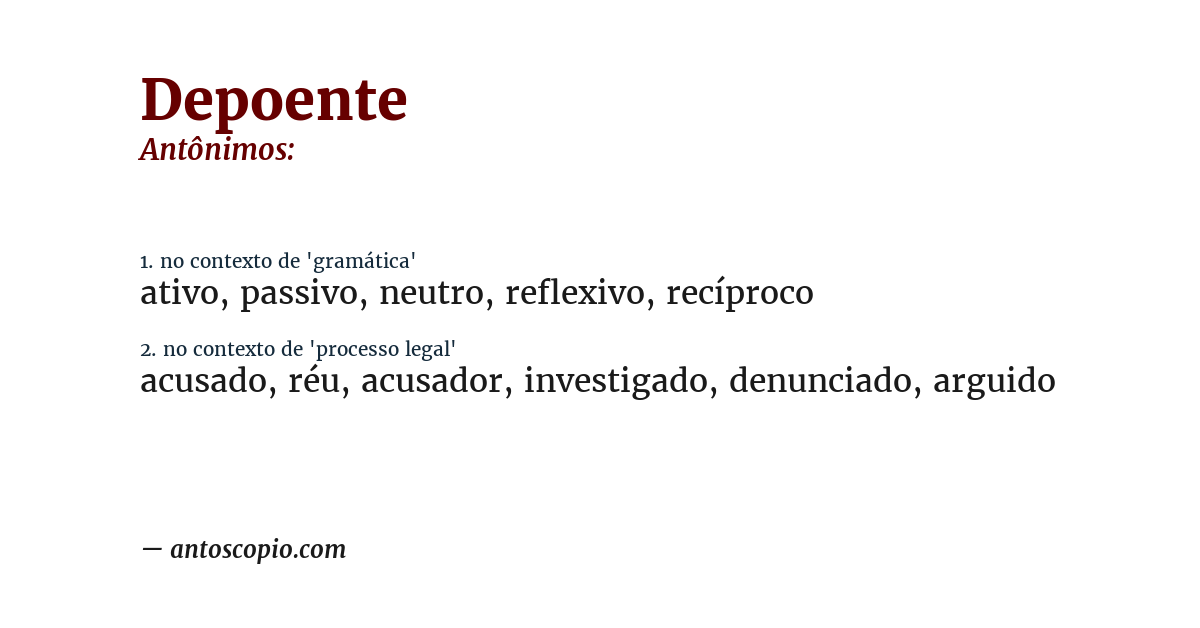 Antônimo de depoente