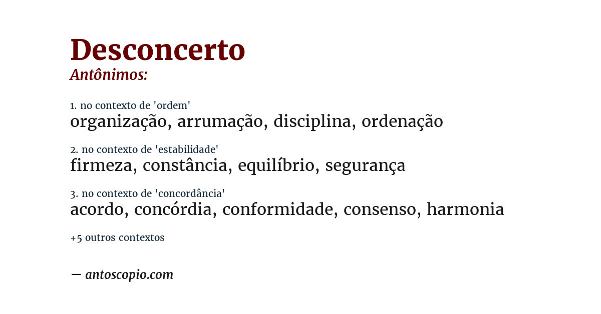 Antônimo de desconcerto