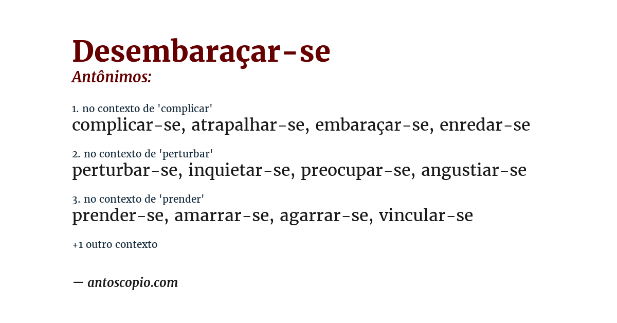 Antônimo de desembaraçar-se