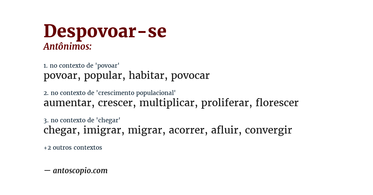 Antônimo de despovoar-se