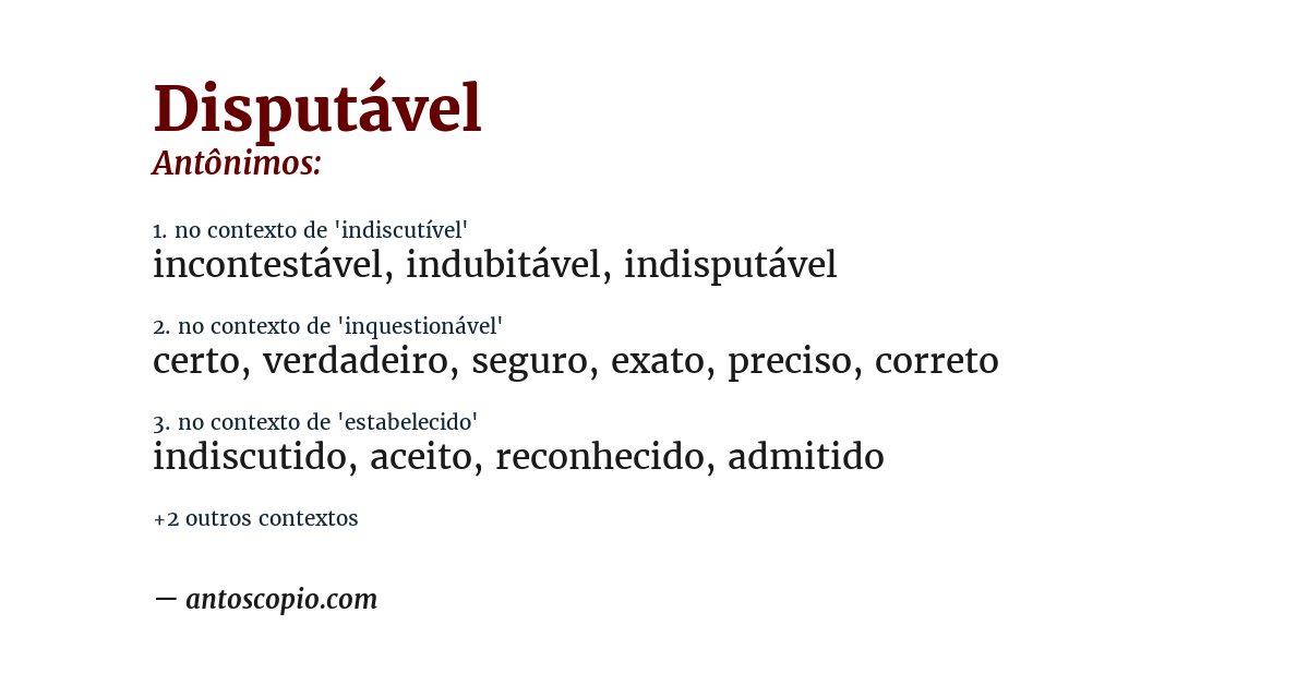 Antônimo de disputável