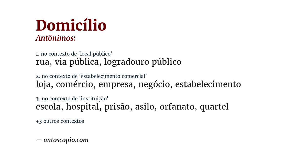 Antônimo de domicílio