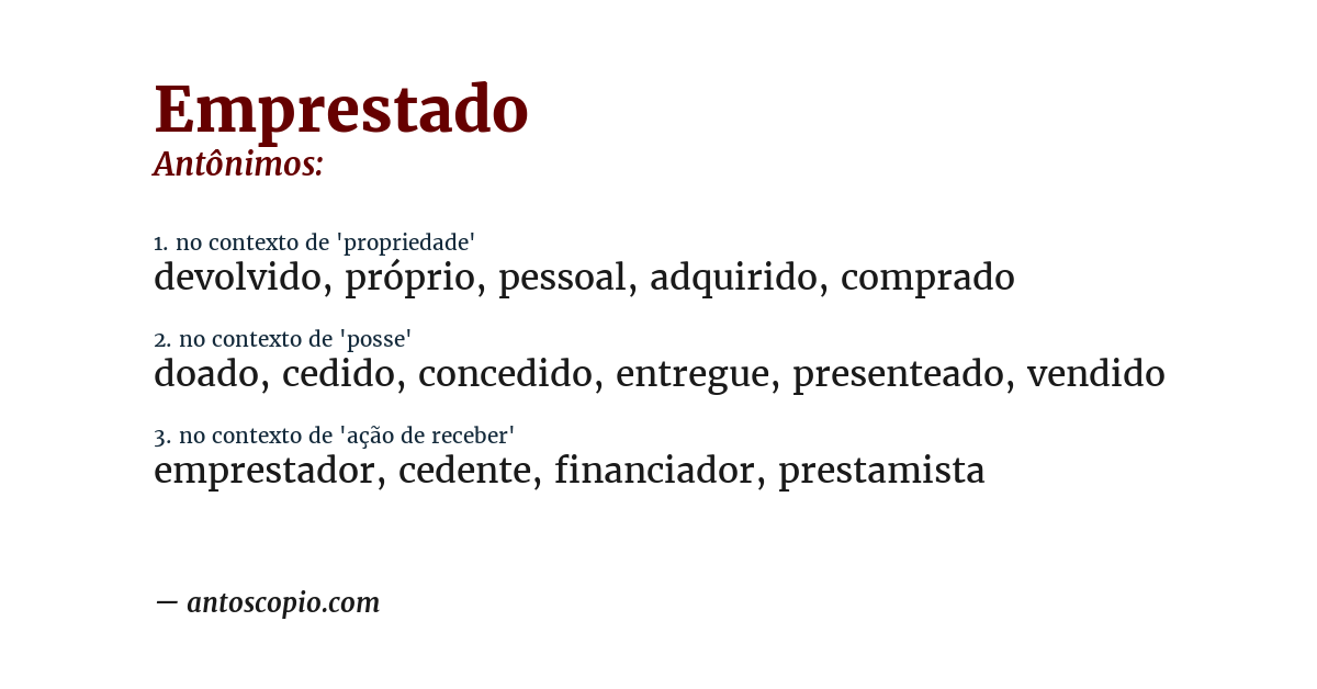 Antônimo de emprestado